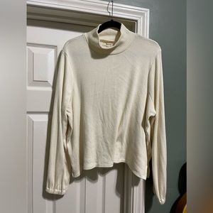 madewell cream balloon sleeve knit top sweater blouse